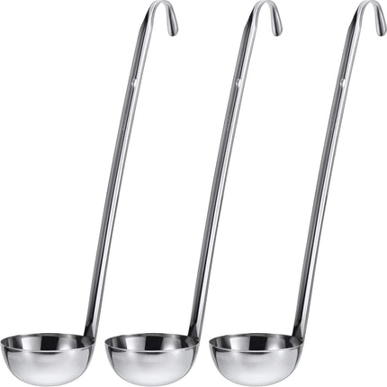 Stainless Steel Ladle Soup Handle Ladle with Pouring Rim for Kitchen Cooking Soup Sauce.