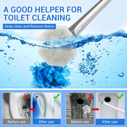 50PC Toilet Bowl Wand Refills, Disposable Toilet Brush Heads, Wall Mounted Scrubber Refill, Cleaner Refill Pads with Most Brushes for and Bathroom Cleaning.