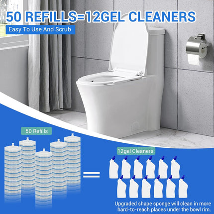 50PC Toilet Bowl Wand Refills, Disposable Toilet Brush Heads, Wall Mounted Scrubber Refill, Cleaner Refill Pads with Most Brushes for and Bathroom Cleaning.