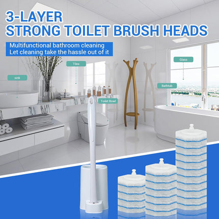 50PC Toilet Bowl Wand Refills, Disposable Toilet Brush Heads, Wall Mounted Scrubber Refill, Cleaner Refill Pads with Most Brushes for and Bathroom Cleaning.