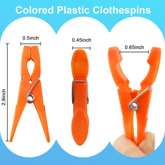 Clothes Pins,48 Pack Colored Plastic Clothespins, Clothes Pins Heavy Duty Outdoor, Non-Slip Laundry Clips for Hanging Clothes, Towels, Crafts, Picture, Clips Food Package Clips.