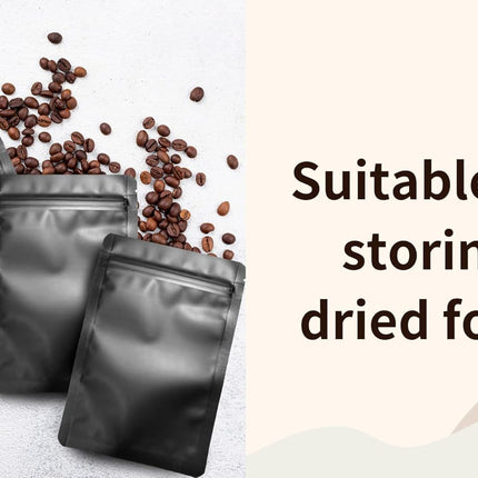 100 Pack Matte Black Mylar Stand Up Bags - 5.5x7.8 Inches Smell Proof Resealable Pouch Bag, Sealable Foil Packaging Zipper Pouches for Food Storage.