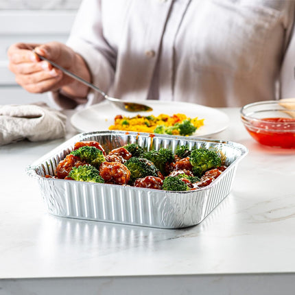 [25 Sets 8-Inch Square Foil Pans with Lids - Disposable Food Containers, Aluminum Foil Pans For Baking, Cooking, Storing and Preparing Food (Formerly Comfy Package).
