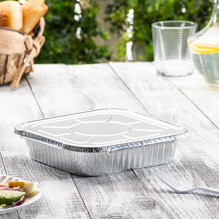 [25 Sets 8-Inch Square Foil Pans with Lids - Disposable Food Containers, Aluminum Foil Pans For Baking, Cooking, Storing and Preparing Food (Formerly Comfy Package).