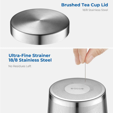 16.9 Oz Borosilicate Glass Tea Mug Cup Tea Glasses with Stainless Steel Infuser & Lid, Loose Leaf Glass Tea Cup Teacup 430mL(Use Capacity).