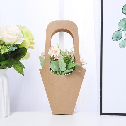 30 Pcs Kraft Paper Flower Wrapping Paper Gift Bags with Handle - Bouquet Gift Bags for Thanksgiving, Birthday, Wedding & Party Favors.