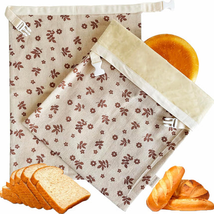 2 Pack Beeswax Bread Bags for Sourdough,Reusable Cotton Beeswax Bag for Homemade Bread,Freezer-Friendly & Freshness Preservation Storage to Keep Fresh.