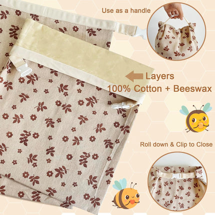 2 Pack Beeswax Bread Bags for Sourdough,Reusable Cotton Beeswax Bag for Homemade Bread,Freezer-Friendly & Freshness Preservation Storage to Keep Fresh.