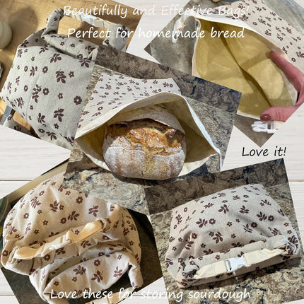 2 Pack Beeswax Bread Bags for Sourdough,Reusable Cotton Beeswax Bag for Homemade Bread,Freezer-Friendly & Freshness Preservation Storage to Keep Fresh.
