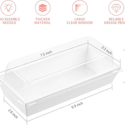 Charcuterie Boxes with Clear Lids, 50 Pack White Bakery Boxes, Cookie Boxes, Small Treat Boxes for Pastry, Sandwich, Cupcakes, Strawberries, Dessert To Go Containers.