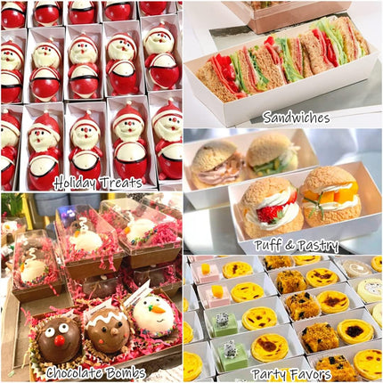 Charcuterie Boxes with Clear Lids, 50 Pack White Bakery Boxes, Cookie Boxes, Small Treat Boxes for Pastry, Sandwich, Cupcakes, Strawberries, Dessert To Go Containers.