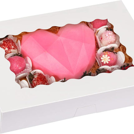 40pcs Cookie Boxes, 14x10x2.5 Inch Auto-Popup Bakery Boxes with Window, for Donuts, Pies, Cakes, Muffins, and Pastries.