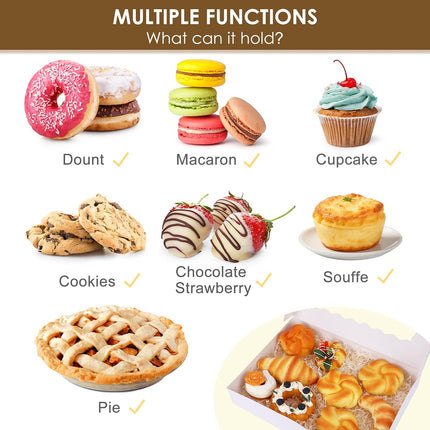 40pcs Cookie Boxes, 14x10x2.5 Inch Auto-Popup Bakery Boxes with Window, for Donuts, Pies, Cakes, Muffins, and Pastries.