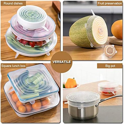 4 Pack Same Size Silicone Stretch Lids, Thicker Reusable Sturdy Silicone Container Cover, Expandable Food Storage Covers, Dishwasher and Freezer Safe, 3.75in(9.5cm).