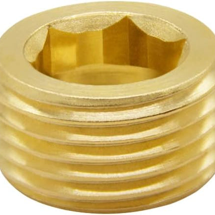 5PCS 1/2" NPT Male Brass Pipe Plug Counter Sunk Internal Hex Thread Pipe Plug.