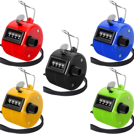 Handheld Mechanical Counter Clicker, 5 Pcs 4-Digital Number Tally Click Counter for School Event Golf Sports Office Stadium.