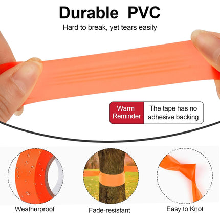 5 Pack Orange Flagging Marking Tape, 1" x 100′ Non-Adhesive Survey Ribbon Rolls, Fade-Resistant Tapes for Hunting Trail, Tree, Boundaries and Hazardous Areas (Orange).