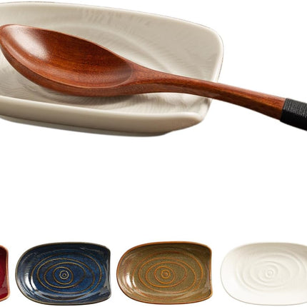 Ceramic Spoon Rest for Kitchen Counter 5.1 Inch Porcelain Spoon Holder Farmhouse Cooking and Coffee Spoon Rest for Stove Top (white).