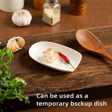 Ceramic Spoon Rest for Kitchen Counter 5.1 Inch Porcelain Spoon Holder Farmhouse Cooking and Coffee Spoon Rest for Stove Top (white).