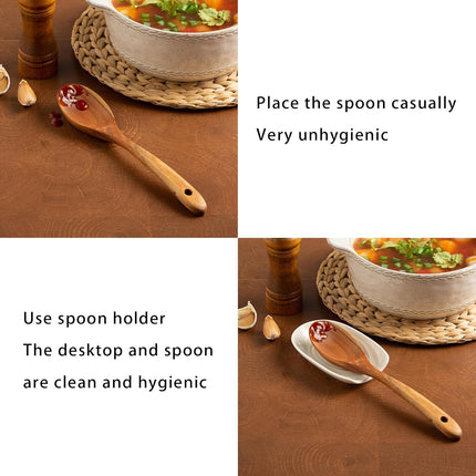 Ceramic Spoon Rest for Kitchen Counter 5.1 Inch Porcelain Spoon Holder Farmhouse Cooking and Coffee Spoon Rest for Stove Top (white).