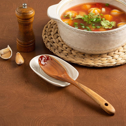 Ceramic Spoon Rest for Kitchen Counter 5.1 Inch Porcelain Spoon Holder Farmhouse Cooking and Coffee Spoon Rest for Stove Top (white).