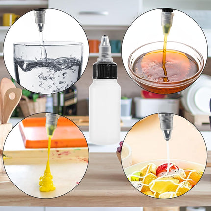 40 Pack 1oz Dispensing Bottles, Boston Round HDPE Plastic Bottle with Twist Top Cap, Empty Plastic Squeeze Bottle.