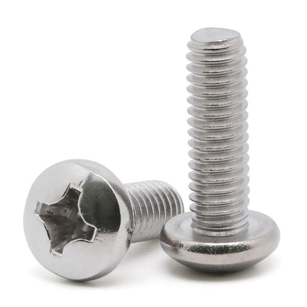 8-32 x 1/2" (1/4" to 3" Available) Pan Head Machine Screws, Full Thread, 304 Stainless Steel 18-8, Pack of 100.
