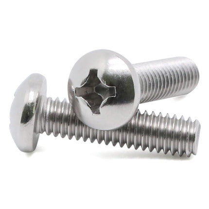 8-32 x 1/2" (1/4" to 3" Available) Pan Head Machine Screws, Full Thread, 304 Stainless Steel 18-8, Pack of 100.