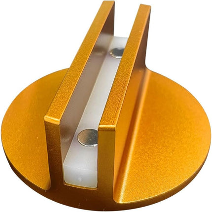 Universal Magnetic Jack Pad, 0.37" Slotted Aluminum Grooved Jack Puck Pinch, Pinch Weld Frame Rail Adapter with Large Slotted for Most Cars (Orange).