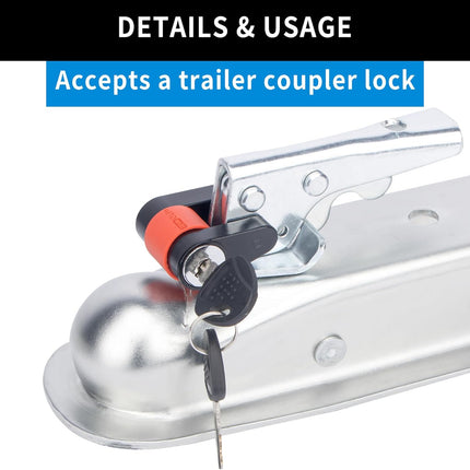 Straight Trailer Tongue Coupler for 2" Ball, 2" Channel Width Trailer Coupler 3,500LBS.