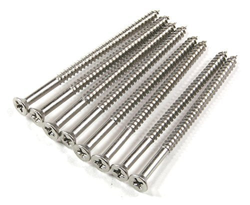 Satin Nickel Wood Screws, Heavy-Duty Screws for Doors, Cabinets, Furniture & DIY Projects (9 x 3 Inch – 24 Pack).