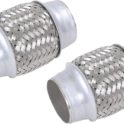 2PCS Exhaust Flex Pipe Stainless Steel Double Braid 1.75" x 4" w/Ends 4" Long.