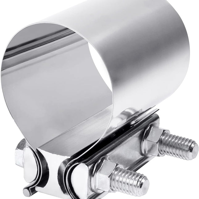 Zlirfy Stainless Steel Exhaust Clamp Band, Universal Widening Butt Joint Clamp, Fit for 2.5" Exhaust Pipe.