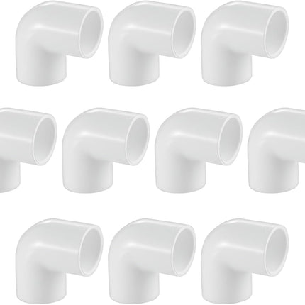 10 Pack 3/4" 90 Degree PVC Elbow Fittings, LESSO PVC Pipe Furniture Grade 2-Way Right Angle Connectors for DIY Shelves, Greenhouse, Sheds and Pipe Structures, SCH40 White.