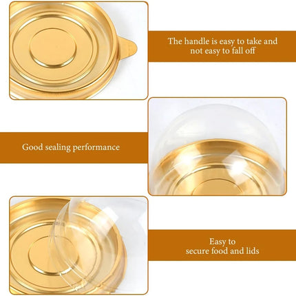 50Pcs Clear Plastic Mini Cake Box with Dome Lids, Mini Muffin Container Box Mooncake Dome Box Pastry Baking Packaging Boxes Wedding Birthday Gifts Supplies (Black Base).