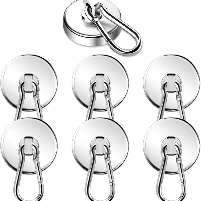 Magnetic Hooks, 110LBS Strong Heavy Duty Neodymium Magnet Hooks with Swivel Carabiner Hook,Great for Your Refrigerator and Other Magnetic Surfaces, Pack of 7.