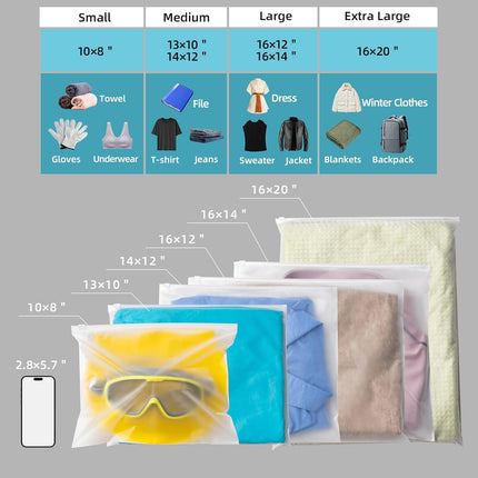 25 Pcs 13x10 Inch Frosted Resealable Clothing Bags - 3 Mil Heavy-Duty Plastic Packaging for Apparel Storage | Travel & Small Business Organizer for Shirts, Delicate Garments-No Vent Holes.