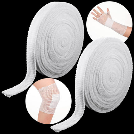 2 Rolls Tubular Bandage Elastic Net Wound Dressing Stretch Dressing Retainer Tubular Elastic Gauze Bandage for Wound Arm, Without The Use of Adhesive Tape (Size 4 for Arm, Leg or Foot).