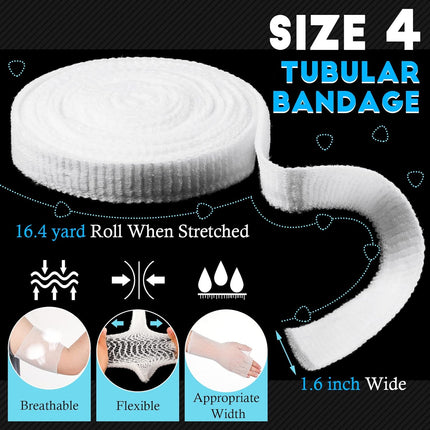 2 Rolls Tubular Bandage Elastic Net Wound Dressing Stretch Dressing Retainer Tubular Elastic Gauze Bandage for Wound Arm, Without The Use of Adhesive Tape (Size 4 for Arm, Leg or Foot).