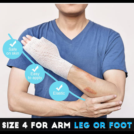 2 Rolls Tubular Bandage Elastic Net Wound Dressing Stretch Dressing Retainer Tubular Elastic Gauze Bandage for Wound Arm, Without The Use of Adhesive Tape (Size 4 for Arm, Leg or Foot).