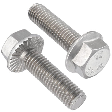 M8-1.25 x 25mm Flanged Hex Head Bolts,304 Stainless Steel 18-8,Fully Threaded,Silver External Flange Hex Drive Screws,Pump,Fix Car,DIY Project(23Pcs).