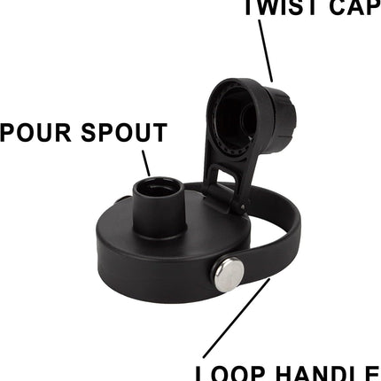 Wide Mouth Lid with Flexible Handle Compatible with Hydro Flask 12/16/18/20/32/40/64 Oz, Fits Simple Modern, Takeya, Iron Flask, BUZIO and Most Wide Mouth Water Bottles (Black, 1 Pack).