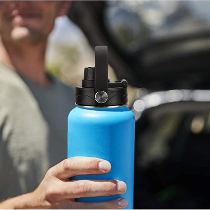 Wide Mouth Lid with Flexible Handle Compatible with Hydro Flask 12/16/18/20/32/40/64 Oz, Fits Simple Modern, Takeya, Iron Flask, BUZIO and Most Wide Mouth Water Bottles (Black, 1 Pack).