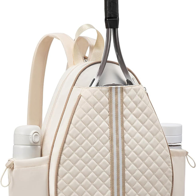 Tennis Bag, Quilted Tennis Sling Crossbody Backpack, Water Resistant Tennis Racket Bags for Women Men, Suitable for Pickleball Tennis Badminton.