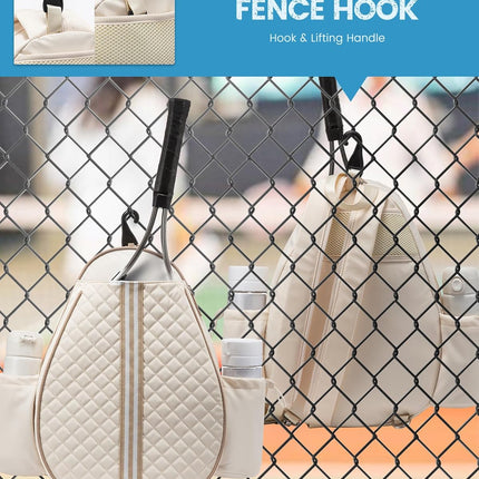 Tennis Bag, Quilted Tennis Sling Crossbody Backpack, Water Resistant Tennis Racket Bags for Women Men, Suitable for Pickleball Tennis Badminton.