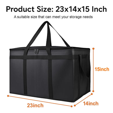 3-Pack Insulated Food Delivery Bag, XXXL Pizza Cooler Bags, Rideshare Delivery Bag, Thermal Cold/Hot Styrofoam Carrier for Catering/Shopping/Travel/Car, Warmer/Frozen.