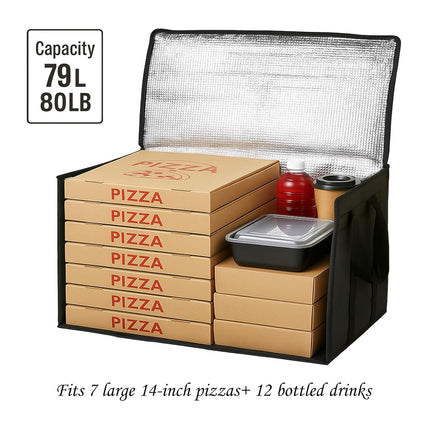 3-Pack Insulated Food Delivery Bag, XXXL Pizza Cooler Bags, Rideshare Delivery Bag, Thermal Cold/Hot Styrofoam Carrier for Catering/Shopping/Travel/Car, Warmer/Frozen.