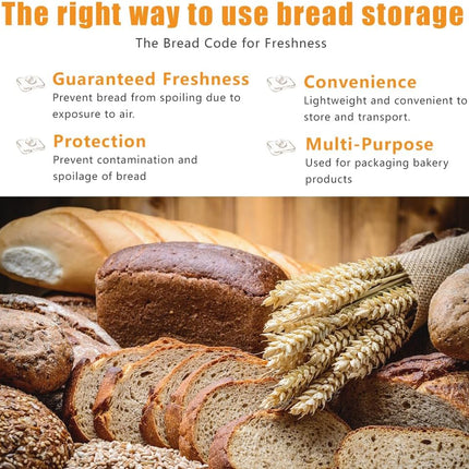 120Pcs Plastic Bread Bags for Homemade Bread and 120 Ties, 18 x 8 x 4 Inch Reusable Clear Loaf Bags, Adjustable, Perfect for Home Bakers and Bakeries (120Pcs).