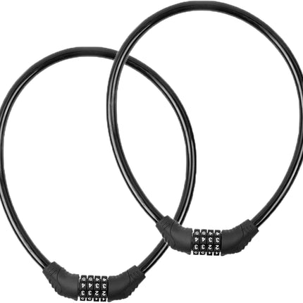 2 PACK Bike Locks Cable,Anti Theft Bicycle Lock Chain,4 Digit Security Resettable Bike Combination Lock Self Coiling Combination Cable Combo Bike Locks Without Mounting Bracket,2 Feetx1/2 Inch (Black).