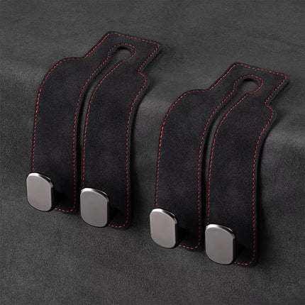 2 Pack Car Hooks for Headrest, Headrest Hooks Car Purse Hook Car Seat Back Storage Hook Premium Leather Car Seat Holder for Headrest Purses and Bags (Black).